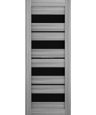 Дверь из экошпона Техно 15 Дуб пепельный (черное стекло)